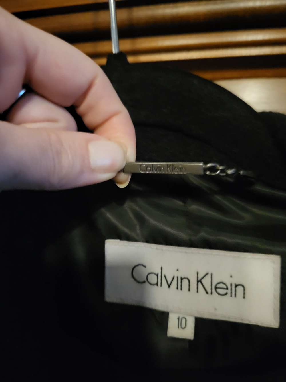 Calvin Klein Black Long Wool Blend Car Coat - Picture 3 of 7